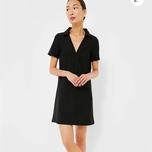 TUCKERNUCK Noir Ponte Wright Polo Dress Mini Black Vneck Sz M NEW
